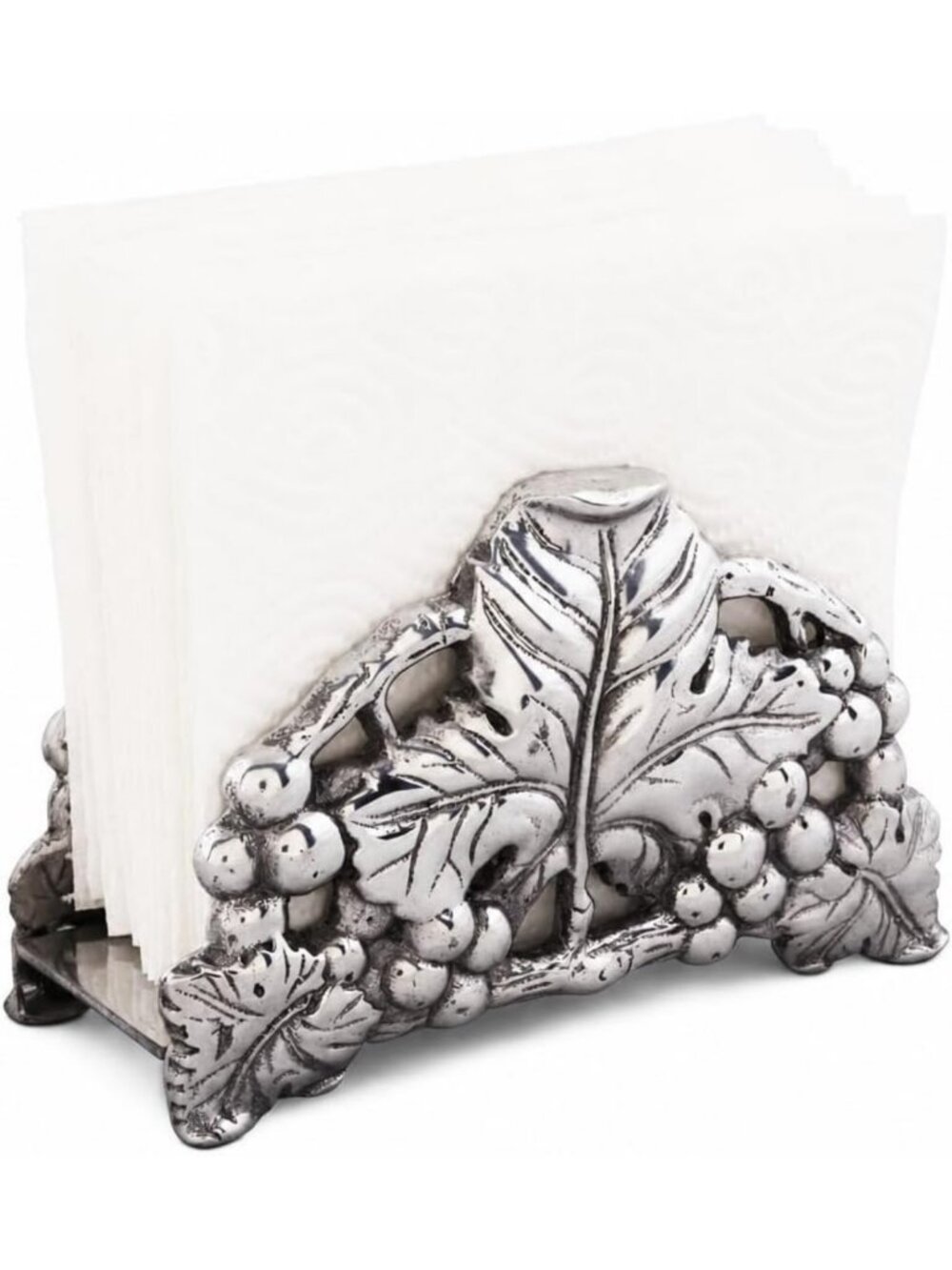 Elegant Metal Grape Napkin Holder - 6" Tall Kitchen Countertop Organizer Decor